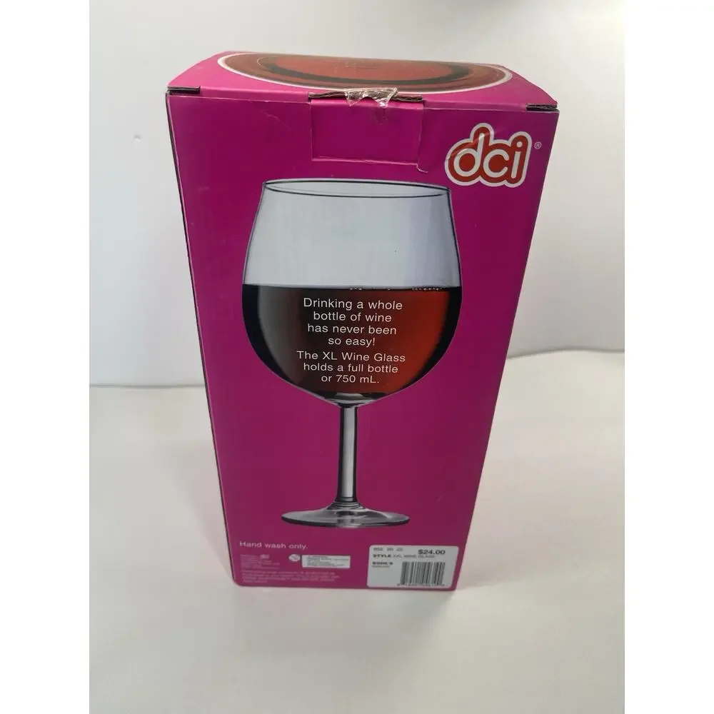 DCI XL Wine Glass Holds Entire Bottle of Wine Novelty Gift New Box